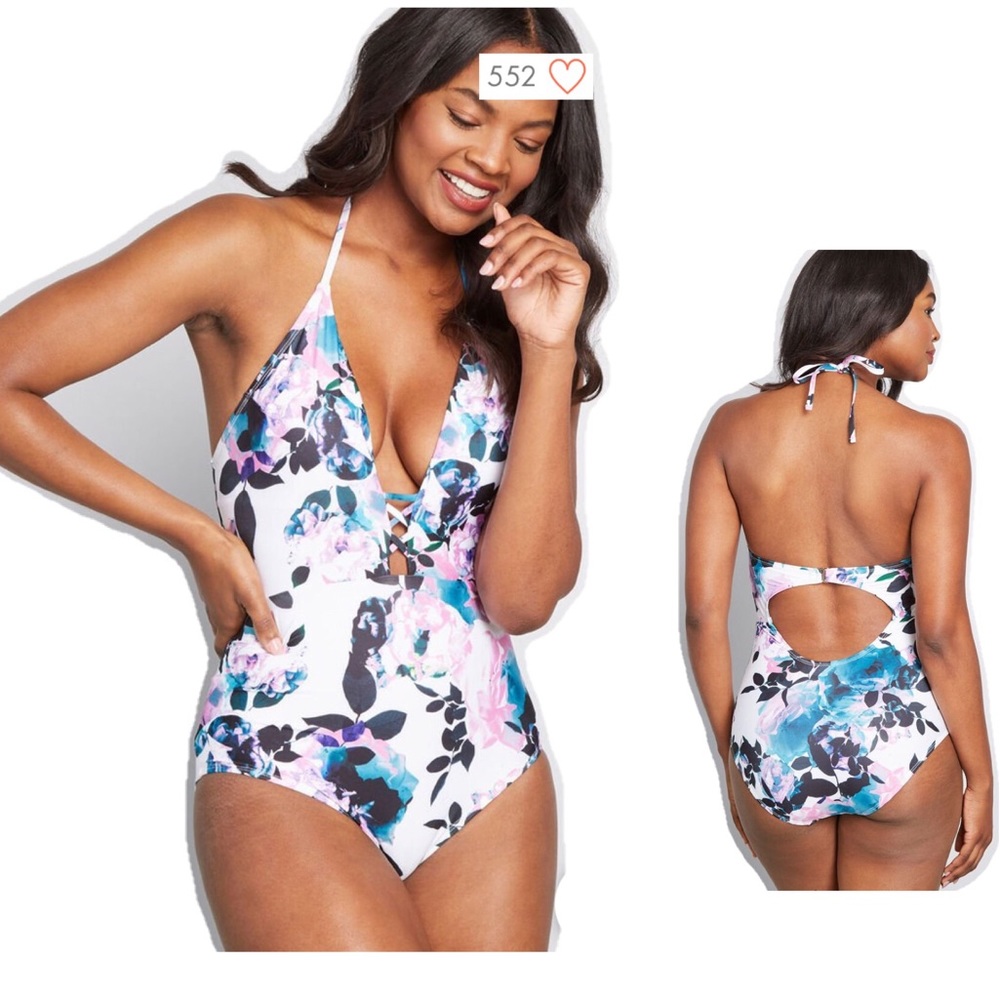 Vintage Watercolor Floral One-Piece Swimsuit